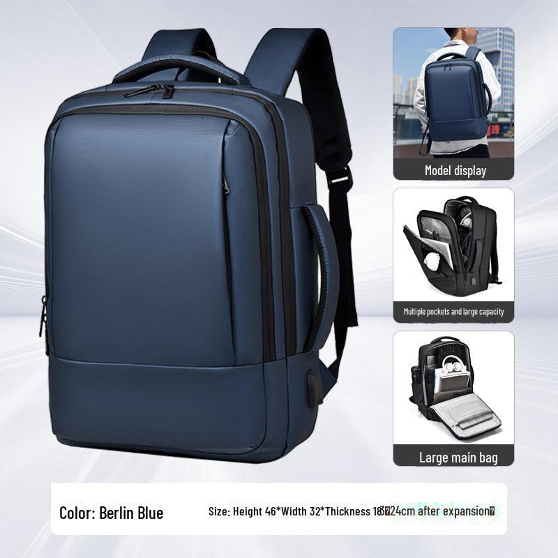 Мужской водонепроницаемый деловой рюкзак большой вместимости — высококачественная расширяемая дорожная сумка для ноутбуков 17,3 дюйма