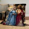 Holy Figures in Serene Garden SceneFlannel blanket for bedroom, living room, sofa, and nap