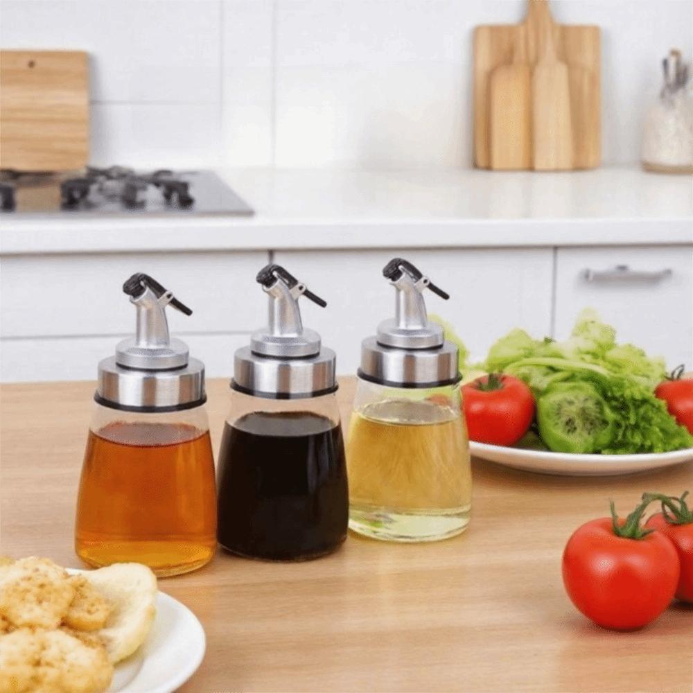 2PCS Refillable Glass Oil Bottle 160ML Kitchen Soy Sauce Bottle Vinaigrette Dispenser Picnic