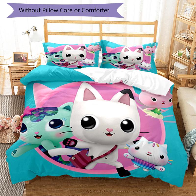 3pcs Gaby's Bubble House4 Design Cover Set - HD Printed Bedding with 1 Cover and 2 Pillowcases - Perfect for Home and Dorm Decor