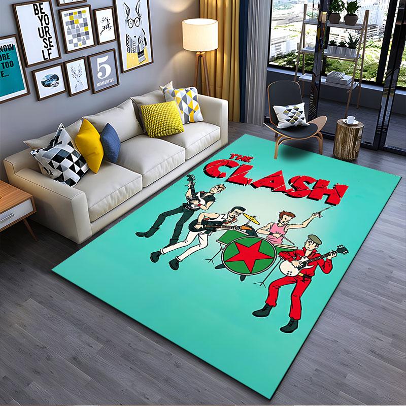 Band Cartoon Style Carpet Design suitable as a non-slip mat for the living room or bedroom sofa