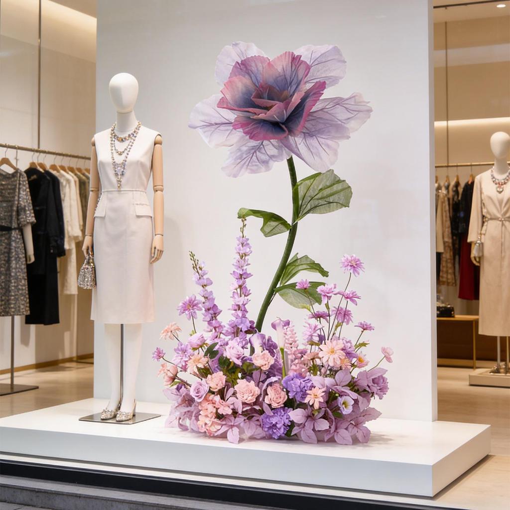 Purple Artificial Flowers for Window Display, Scene Decoration, and Clothing Store Visual Merchandising