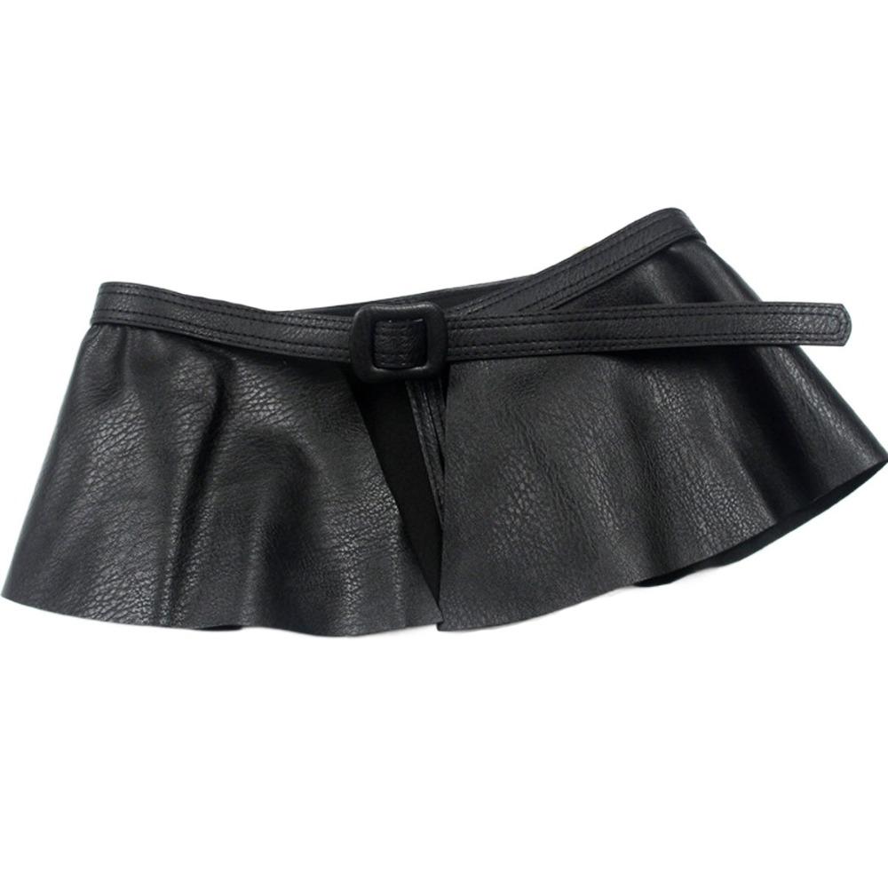 Ремень из ПУ кожи с оборками, крест, универсальный, корсетный пояс, очень широкий пеплум, кушак, панк-стиль