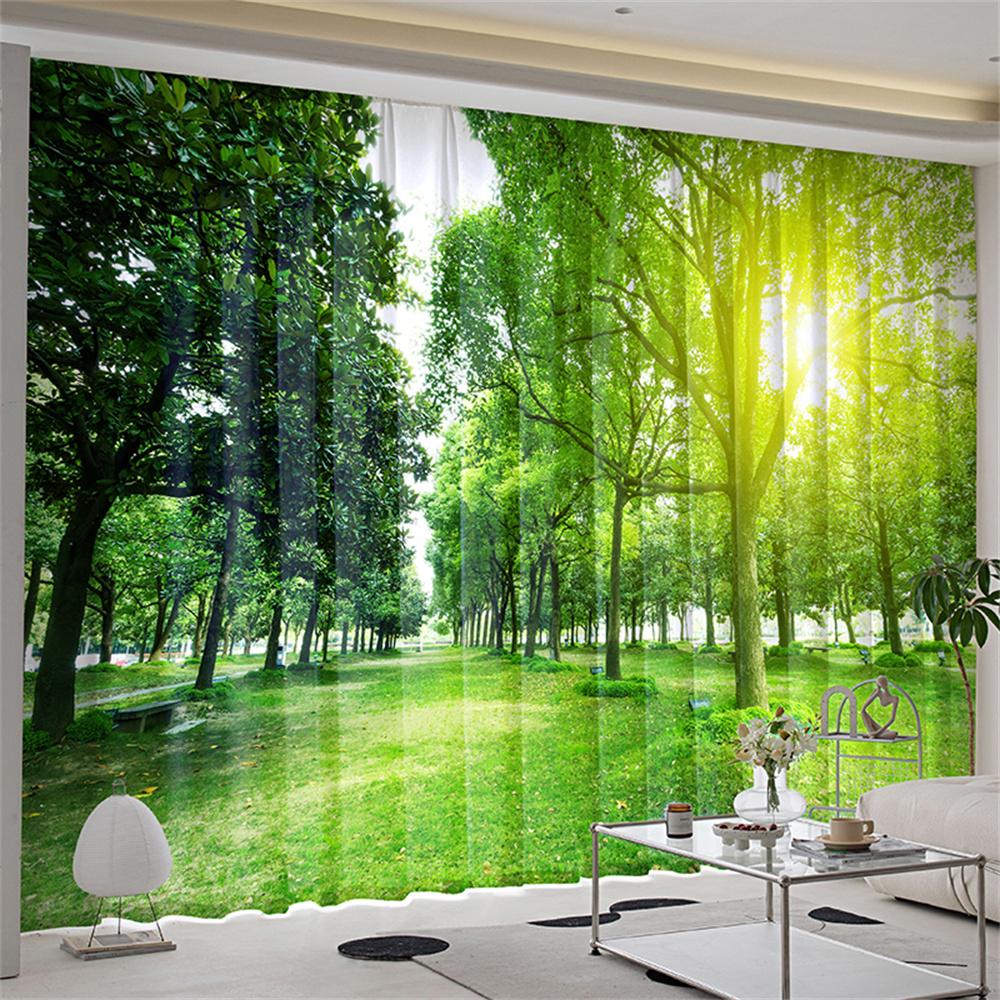 Природный пейзаж лесной пейзаж газон дерево оконные шторы жалюзи для гостиной спальни ванной комнаты кухни двери домашнего декора2 шт.