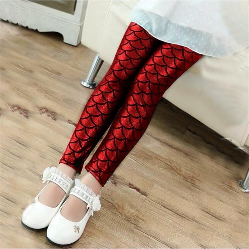 Mermaid Scale Print Summer Autumn Children Kid Baby Girls Leggings Skinny Long Pencil Pants Girl Clothes 2-11Years