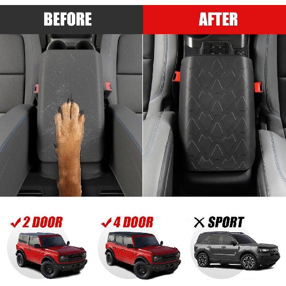 Mabett Center Console Armrest Cover For Ford Bronco Accessories    2024 2025 2/4-Door Prevent Pets Scratches Pad Interior Arm Rest Covering