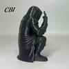 Pleated Strap Design Decor Crouching Hooded Devil God Figurine, Decorative Ornament with Skull Mask & Muscle Lines, Hip Motorcycle Cabinet Hop Gothic