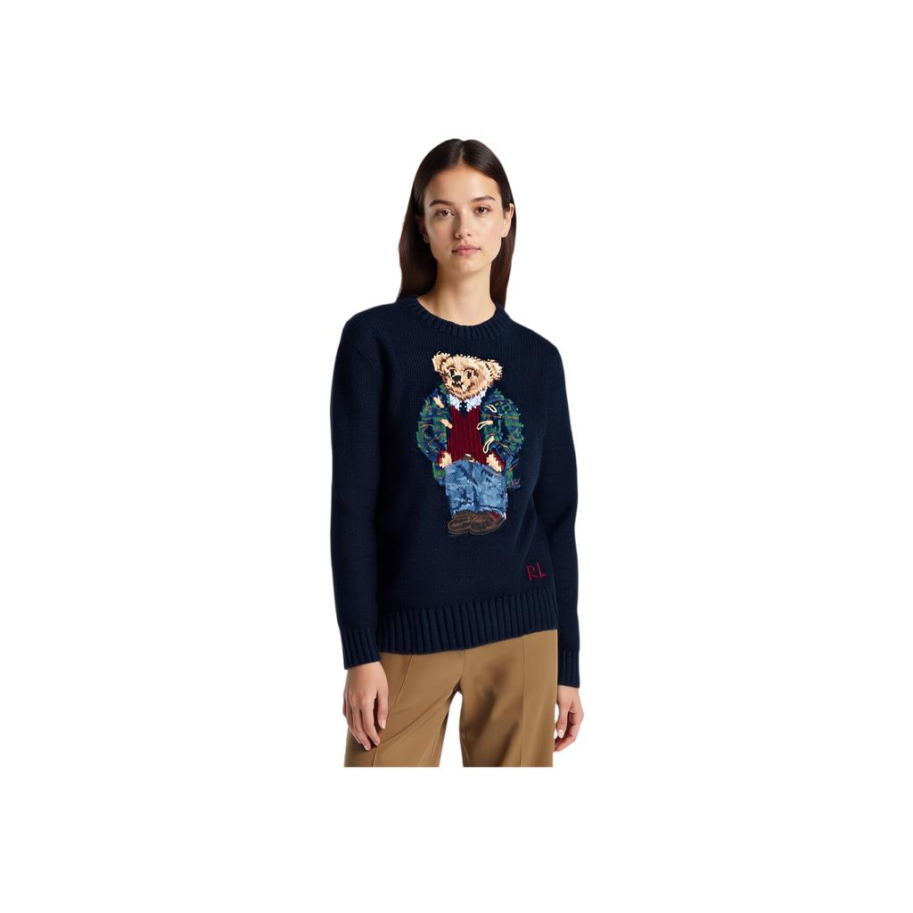 Polo Ralph Lauren Bear Embroidered Crew Neck Pullover Sweater Women Sweater 211685223-001