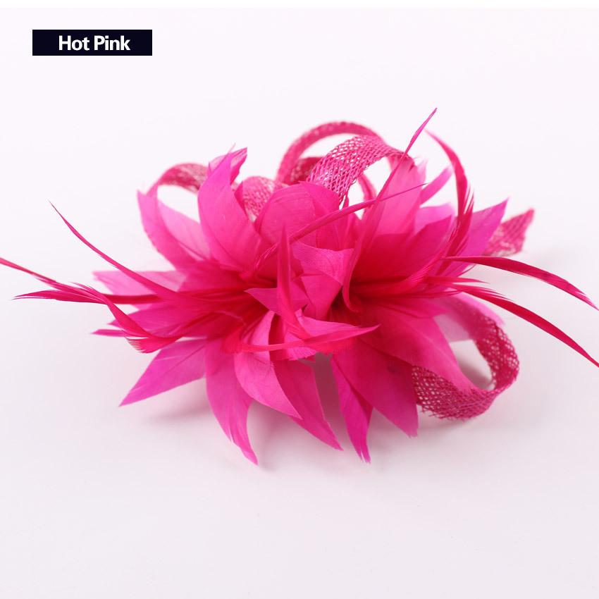 Women Chic Fascinator Hat Cocktail Brooch Wedding Headpiece Church Headwear Party Feather Hair Accessories Sinamay Fascinators