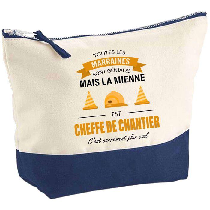 Trousse de maquillage - PLANETEE - Marraine Cheffe De Chantier - grand format - coton - Impression HD personnalisée