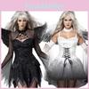 Dark Halloween Womens Angel Devil Costume Fancy Dress Ghost Bar Party Cosplay