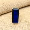 Blue Sapphire Lab-Created Gemstone Handmade 925 Solid Sterling Silver Jewelry Ring