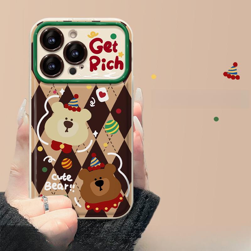 Подходит для чехла для мобильного телефона Apple 15 IPhone 13/14promax Рождественский медведь кукла ремешок 12 откидное зеркало