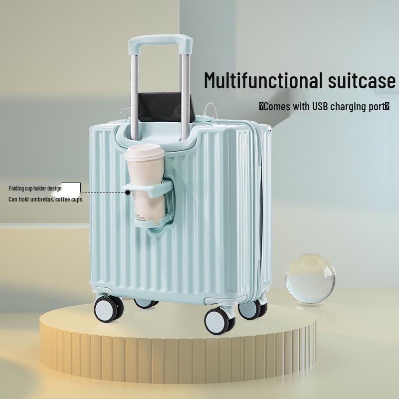 18-inch Lightweight Carry-on Trolley Suitcase with Zipper Lock for Men, Women, and Students