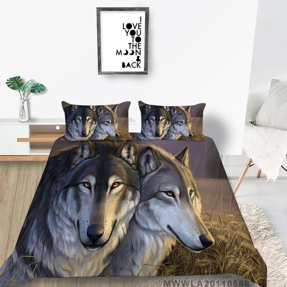 2023 New Style 3D Wolf Printed Single King Size Luxury Duvet Cover Set with Bedding Pillow Home Textiles Duvet Cover Sets