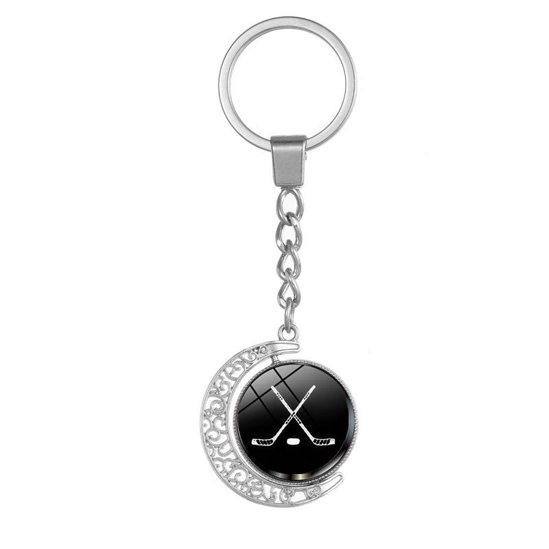 Ice Hockey Keychain, Double-Sided Rotating Key Chain Bag Pendant Small Gift Wholesale