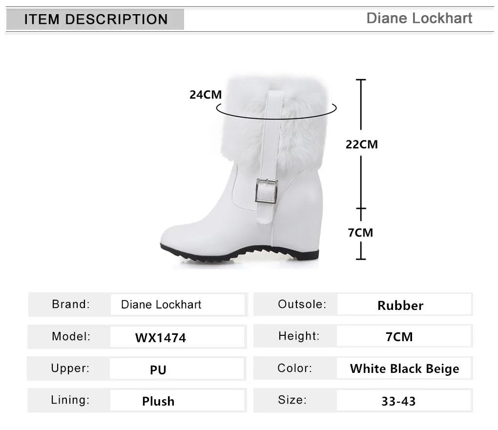 Женские ботильоны на меху, увеличивающие рост, повседневные лаконичные ботинки с пряжкой, женская обувь на высоком каблуке, женские зимние боты, белые, черные