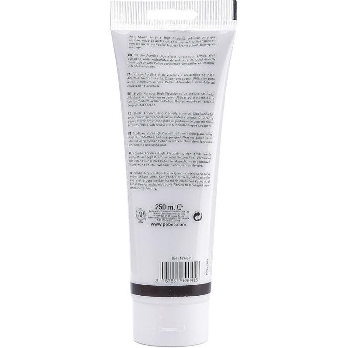 Краска - Pébéo - Изобразительное искусство Студийный акрил - Ярко-белый - 250 мл - Сатиновый