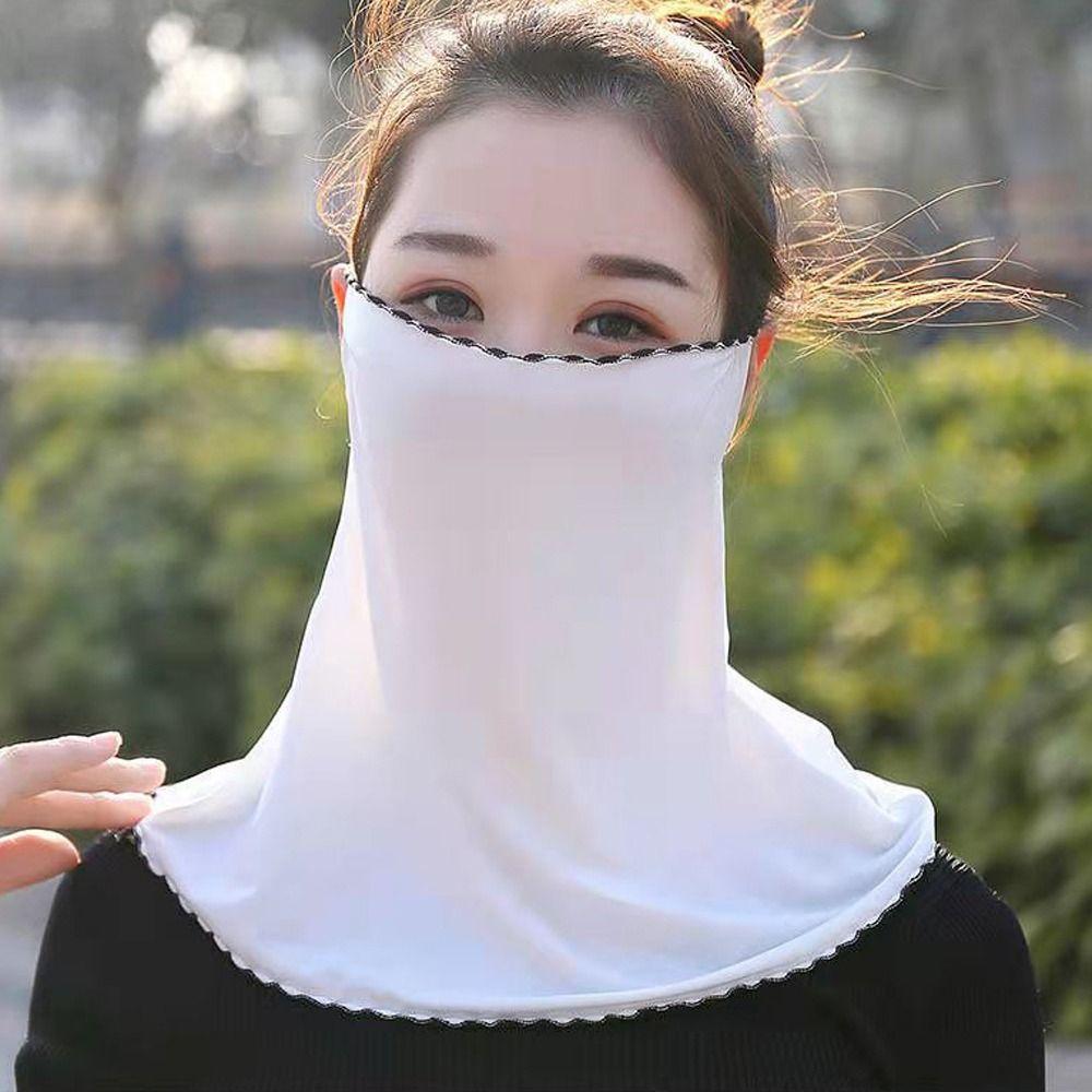 Floral Sunscreen Veil Driving Face Mask Summer Sunscreen Mask Face Gini Mask Womne Neckline Mask