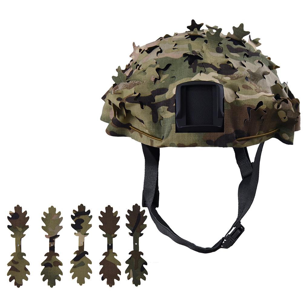 Tactical Helmet Cover Camo Helmet Cover 3D Breathable Mesh Helmet Cover Leaf Shape Adjustable Helmet Accessories