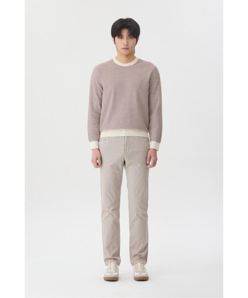 BRENTWOOD [Washable] Knitted Striped Round Neck Sweater Brwas26351Wix