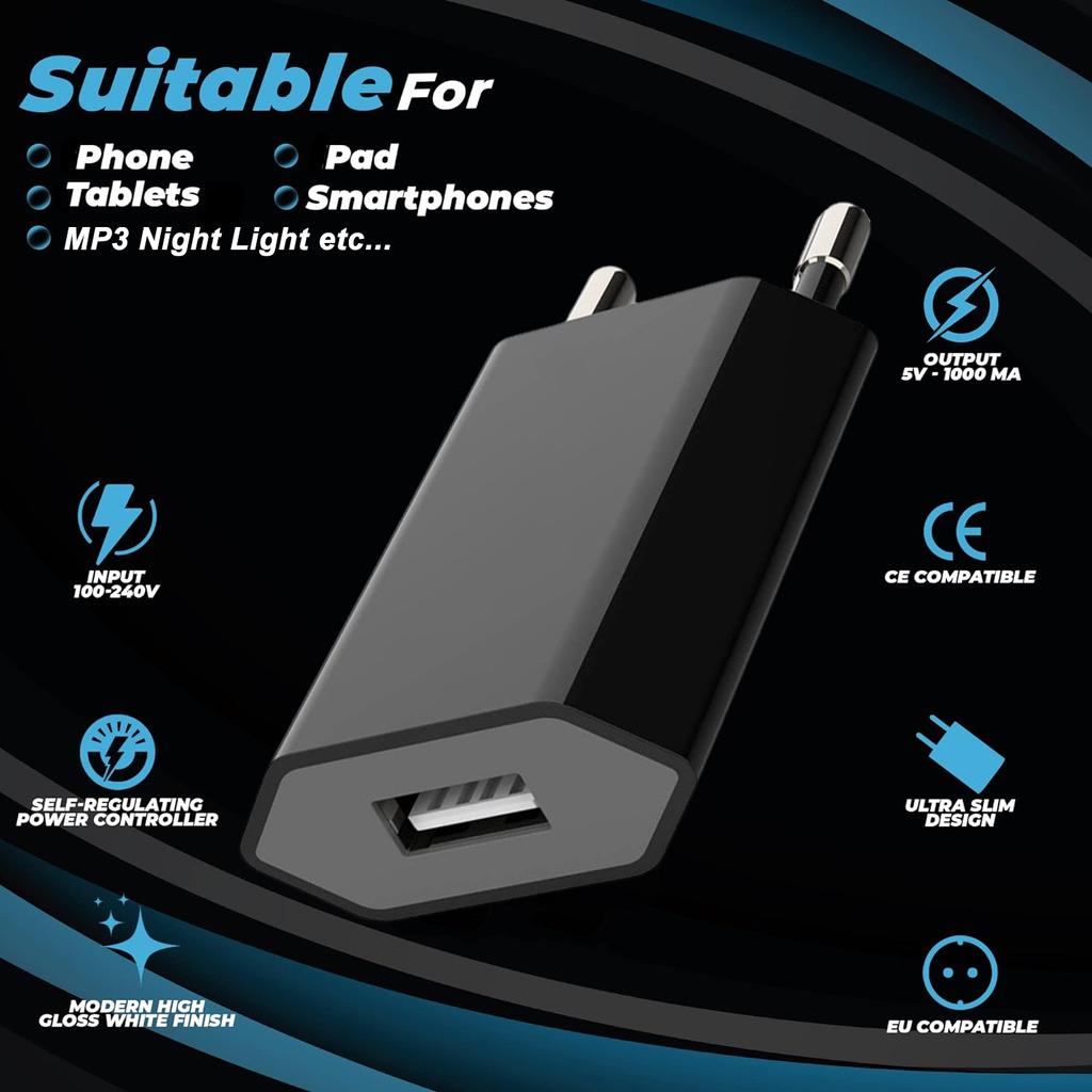 1/3/5pcs 1A 5V Power Supply Adapter Power EU Plug Portable USB Port Adapter Travel Wall Charger for iPhone Samsung Galaxy