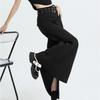 Long Black Skirt Women Streetwear High Waist A-line Belt Slim Irregular Split Sexy Goth Maxi Skirt Autumn Fashion