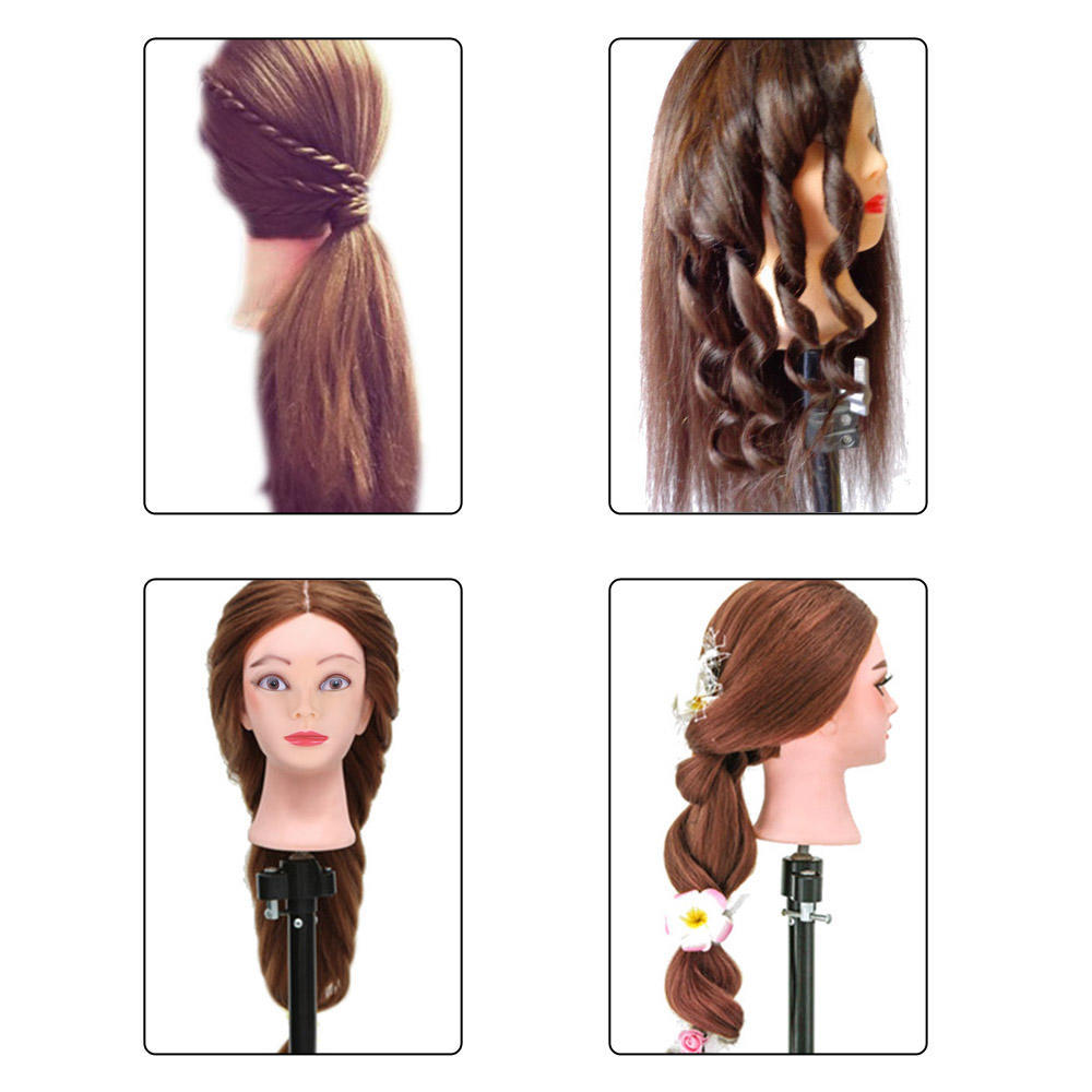 24   Голова манекена с держателем-зажимом для плетения волос, практики укладки волос, голова манекена для парикмахера-профессионала