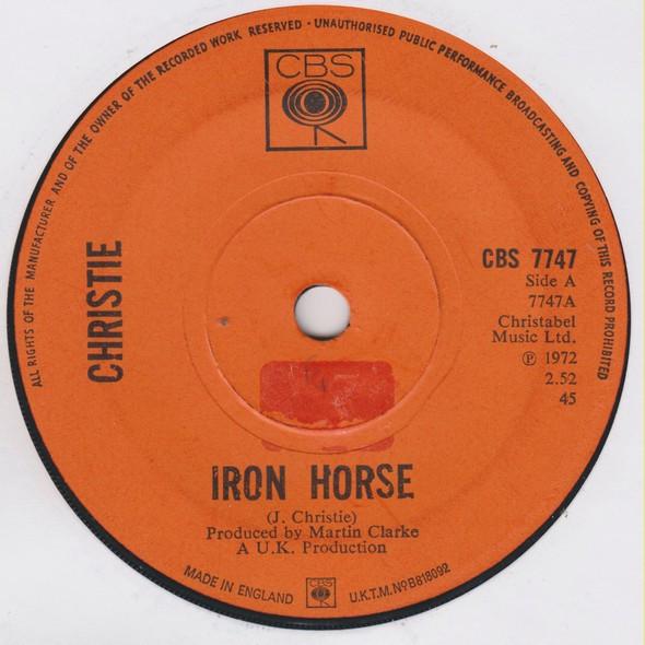 7-дюймовая пластинка CHRISTIE Iron Horse CBS7747 CBS 1972 UK Rock Б/у