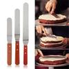 L Shape Curved Cake Icing Spatula Wooden Handle Stainless Steel Cake Cream Scraper LS
