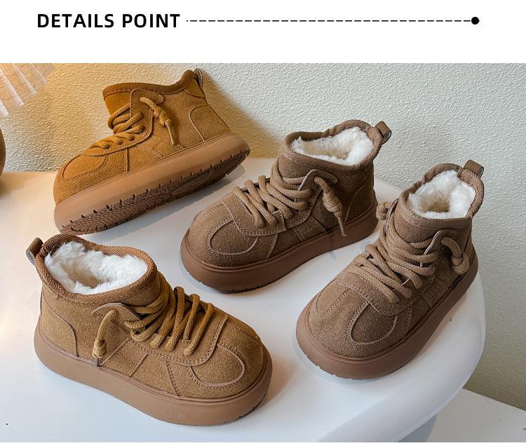 2025 Зимние плюшевые утепленные детские сноубутсы - Теплые, Универсальные, Нескользящие, Хлопковые ботинки на мягкой подошве