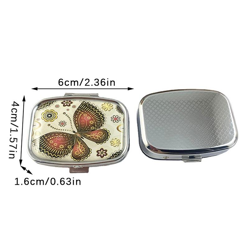 Разделенные металлические таблетницы-бабочки, квадратные таблетницы, портативный органайзер, аптечка, разделители, футляр для таблеток, конфет, ювелирных изделий, коробка
