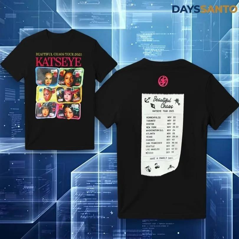 K Pop Топы Katseye Футболка Красивый Хаос Футболка Тур 2025 Повседневная Свободная Принт Хлопок Модная Футболка Унисекс Подарок для Фанатов