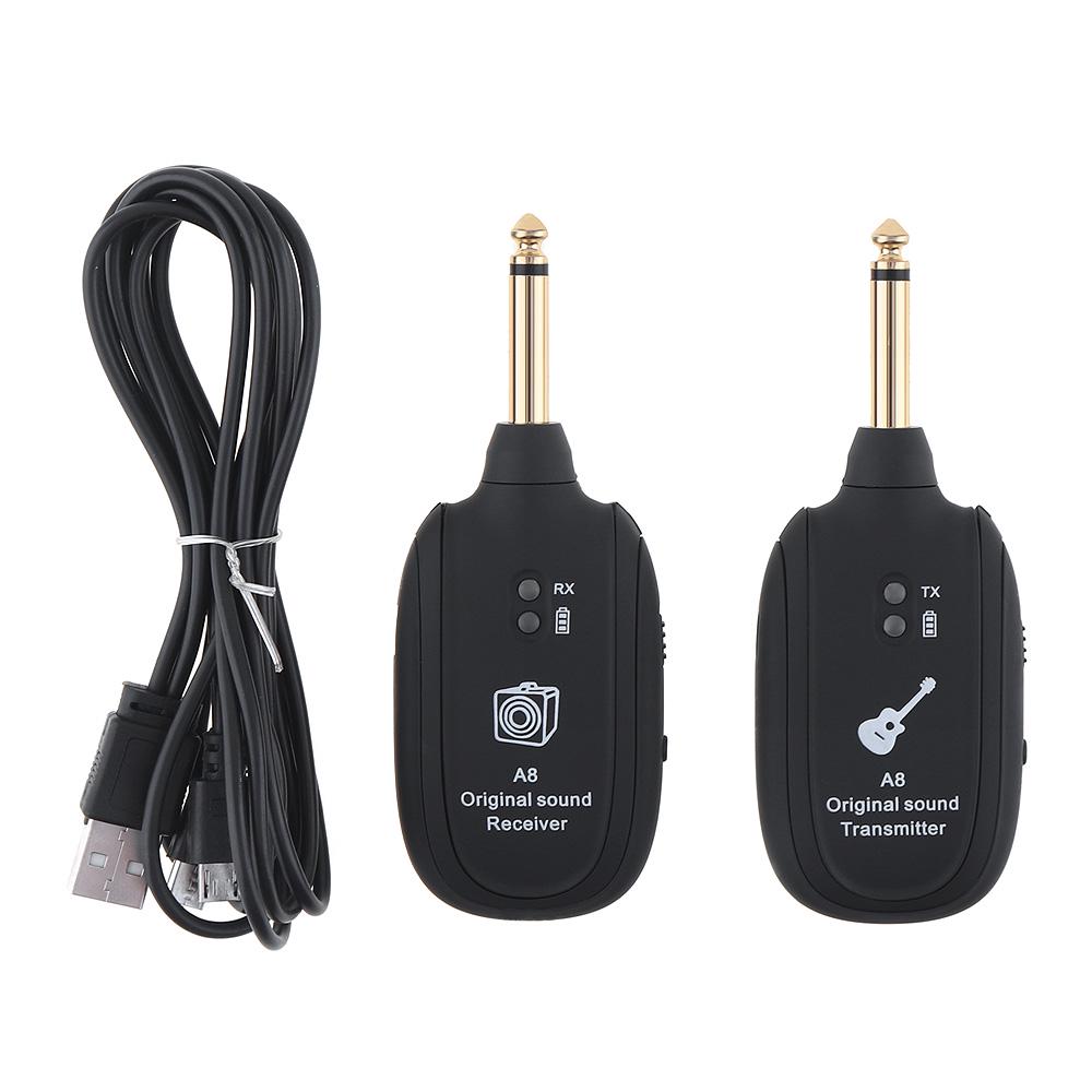 Mini Wireless Rechargeable Electric Guitar Bass Audio Transmitter Receiver 100M Effective Range