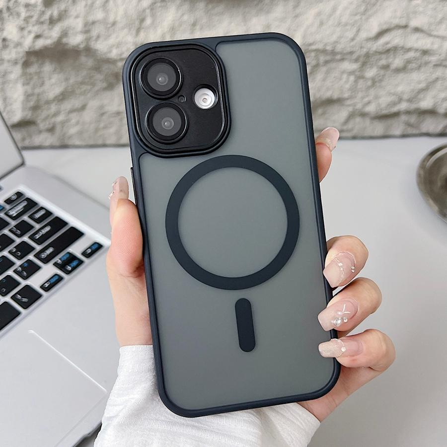 Полупрозрачный матовый улучшенный магнитный чехол для iPhone 16 15 14 13 12 11 Pro Max, совместимый с противоударным защитным чехлом для телефона Magsafe
