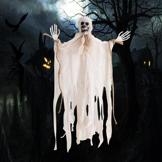 Хэллоуин Подвесной Скелет Призрак Уличный Большой Страшный Мрачный Жнец Жуткий Летающий Призрак Череп для Двора Сада Украшение Дома с Привидениями