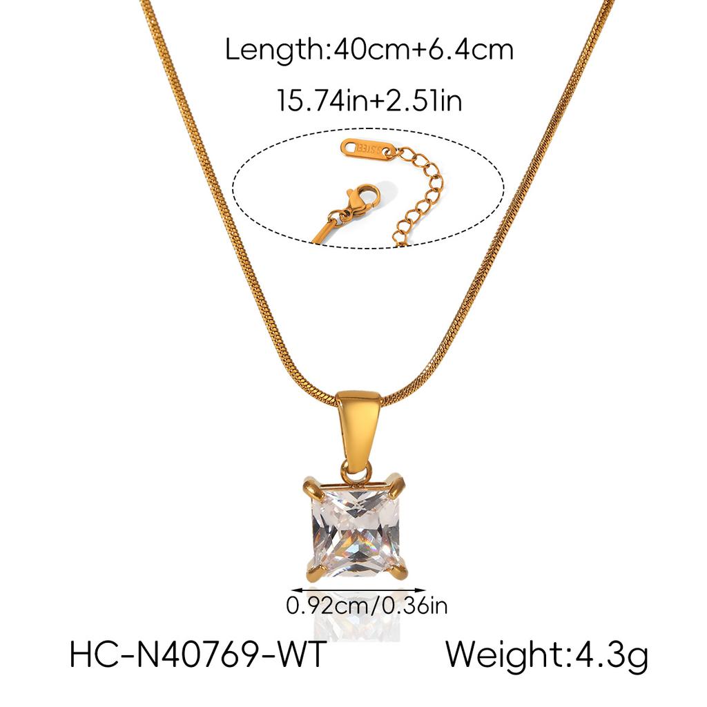 Euro-American Ins style minimalist zircon women's pendant light luxury high-end clavicle chain necklace stainless steel