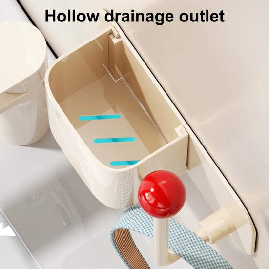 Полка для хранения в ванной с дренажным отверстием, высокая грузоподъемность, большая вместимость, настенная полка для хранения с крючком
