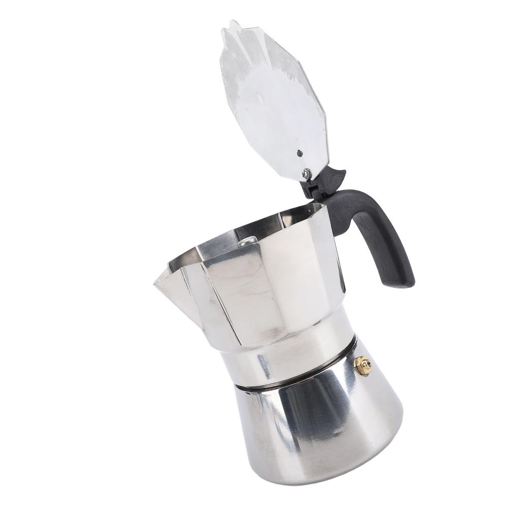 Гейзерная кофеварка из нержавеющей стали, восьмиугольная, равномерное распределение тепла, кофейник для плиты, серебристый