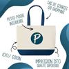 Sac shopping - PLANETEE - Salim Panda Grain - Bleu - Coton - Grand 40 x 45 cm