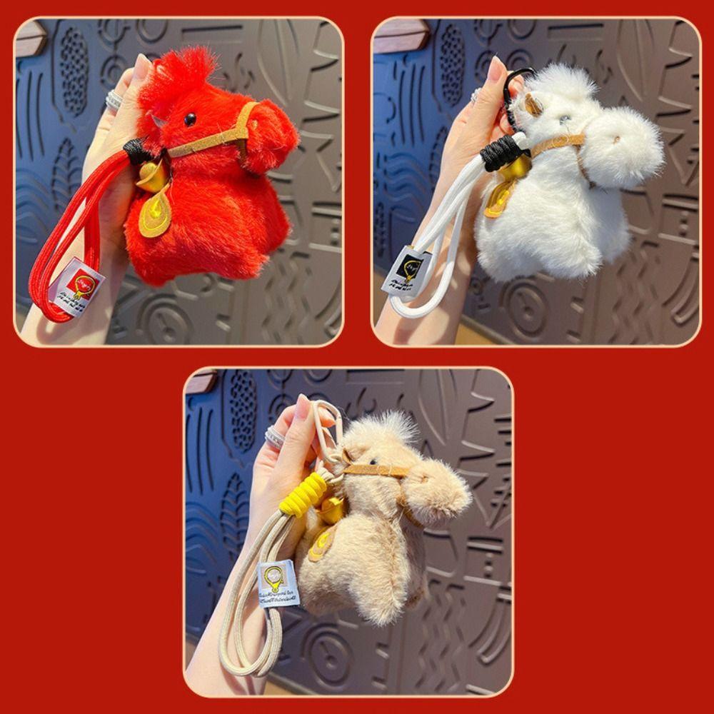 Cute Plush Horse Keychain Creative Chinese New Year Gift Yuanbao Pony Pendant Year of Horse