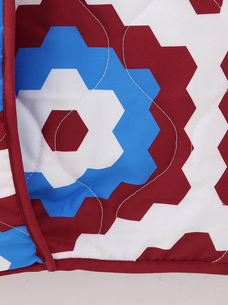 2023 Осеннее женское хлопковое пальто в стиле пэчворк с геометрическим принтом