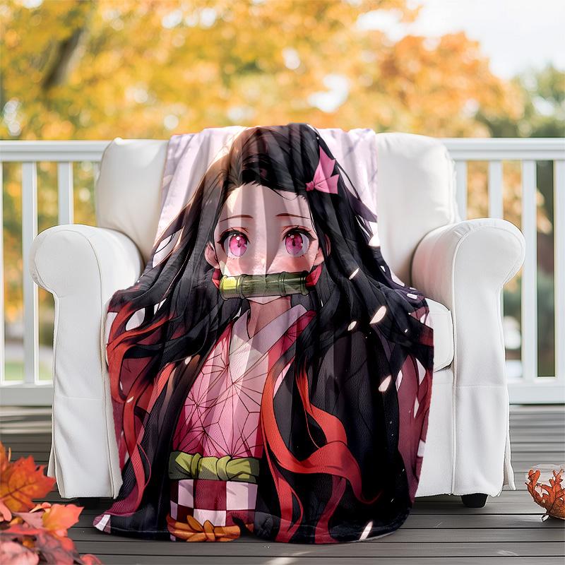 1pc nezouko1 Theme Blanket - Digital Print, Polyester, Cozy for All Seasons, Perfect for Outdoor, and Travel