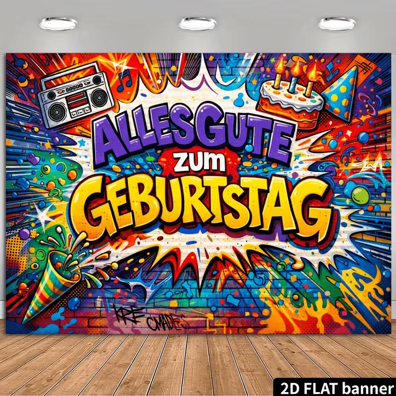 2D Street Art Graffiti Design Teen & Adult Birthday Cake Smash Photo Booth Background