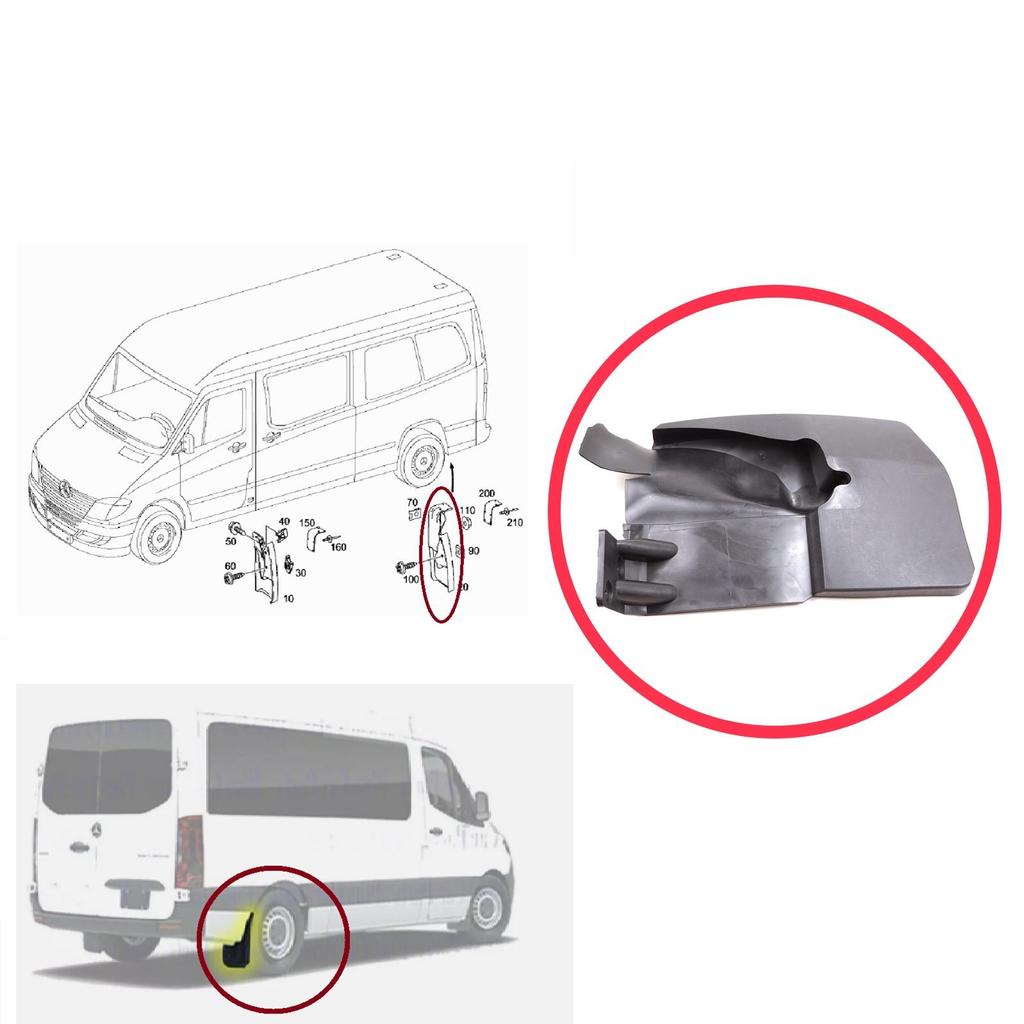 BSP1222-2 Задний правый брызговик для Mercedes Sprinter 906 NCV3 VW Crafter MK1 2006-2017 A9068820304