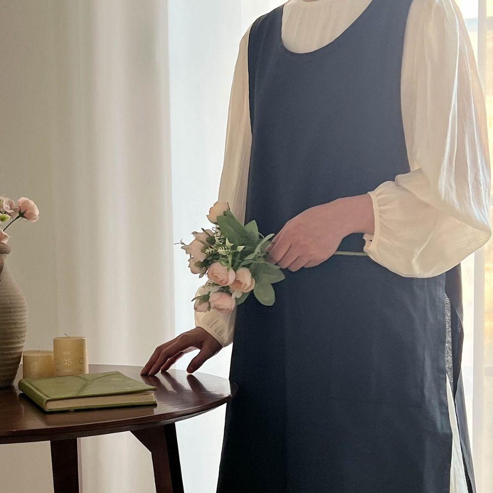 Водонепроницаемый фартук из чистого хлопка, фартук шеф-повара в японском корейском стиле, бытовой кухонный фартук, отель