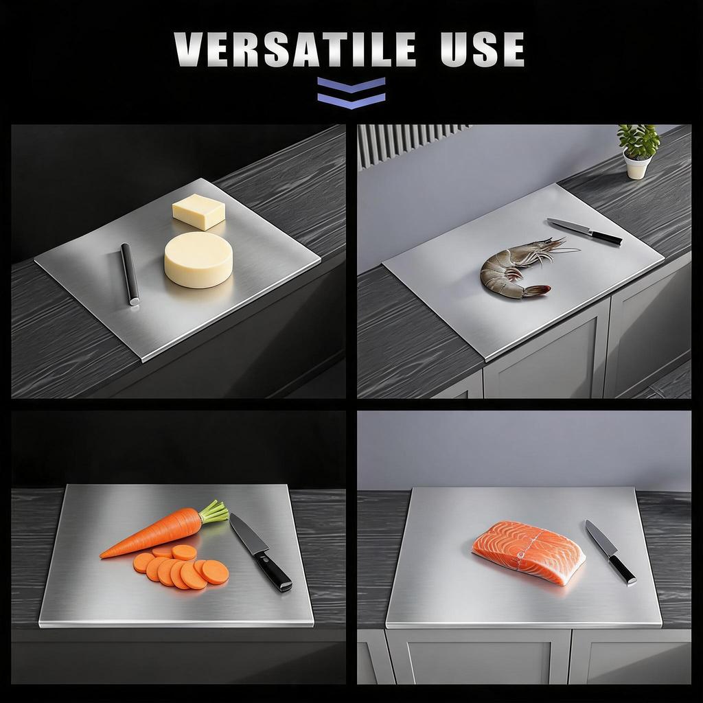 Stainless Steel 316 Kitchen Cutting Boards with Lip Ideal for Meat Fruits Vegetables Bread 70 x 58 cm