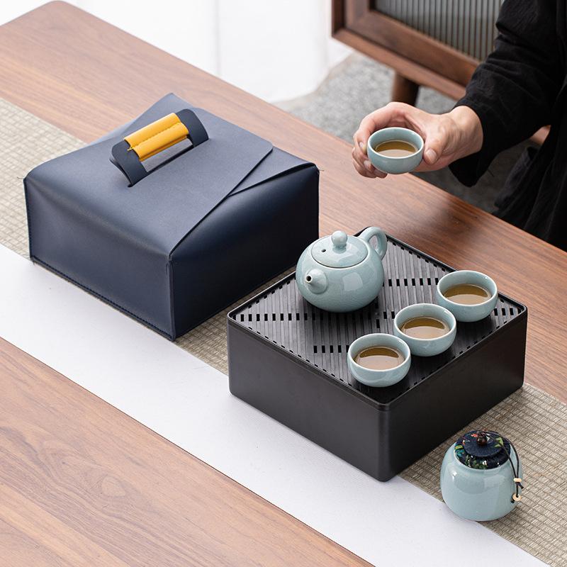 Ceramic Ge Kiln Kung Fu Travel Tea Set Set for Business, Real Estate, Banking, Corporate Event Gift, Portable Teapot
