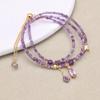 Elegant Necklace Bracelet Dual-purpose 2MM Purple Crystal Three Layer Beads Bohemian Charm Bracelet Handmade Women Jewelry