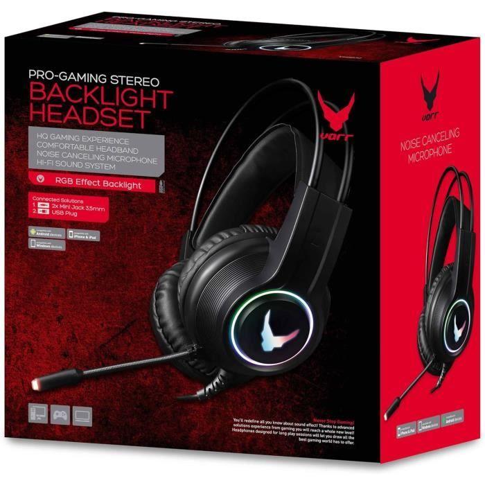 Casque de jeu - VARR - VH8030 - RGB - USB + 2 x 3,5 mm - Microphone anti-bruit